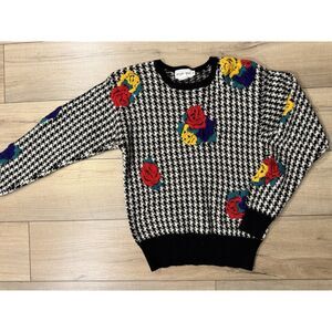 JH Collectibles houndstooth 100% Wool Floral Medium Women's Vintage Y2k Retro